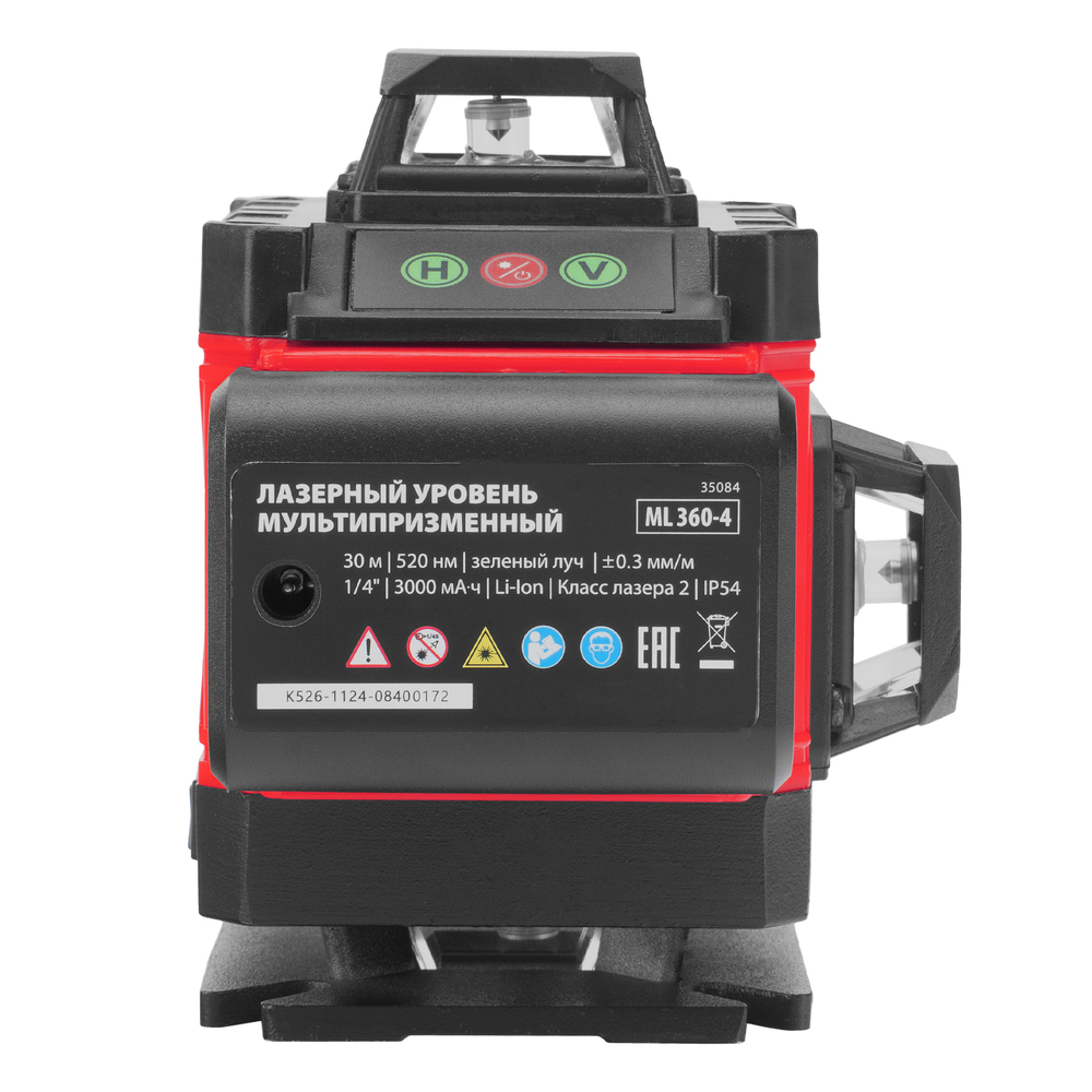 Лазерный уровень м-призм. ML 360-4 Basic SET, 30 м, зеленый луч, акк. Li 3000 мАч, сумка MTX