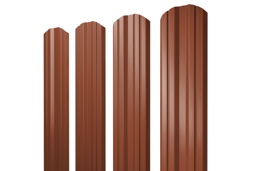 Штакетник Twin фигурный 0,5 Satin Matt TX RAL 8004 терракота