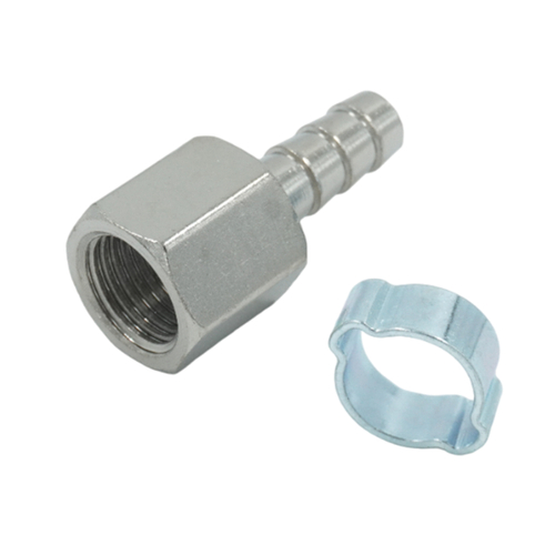 OPT-72008HF Штуцер пневматический ёлочка с обжимным кольцом, внутренняя резьба 1/4", 8 мм