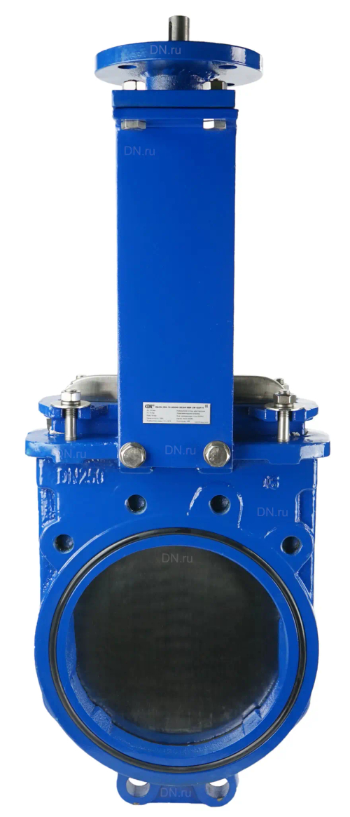 Задвижка шиберная DN.ru GVKN1331N-2W-Fb-ISO Ду250 Ру10 двусторонняя, межфланцевая, шпиндель - невыдвижной, корпус - чугун GGG40, шибер - нержавеющая сталь 304, уплотнение - NBR, с ISO-фланцем и голым штоком, круглый шток 22, F14