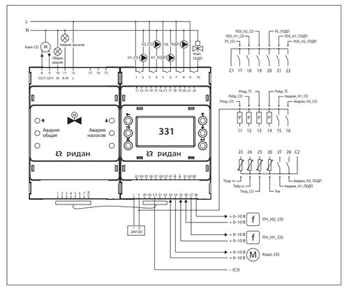 Ридан 087H3805R — Контроллер ECL-3R 331 FC, напряжение питания 24V AC/DC