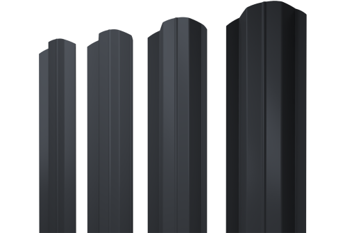 Штакетник М-образный B фигурный 0,45 Drap-double TX RAL 7024 мокрый асфальт
