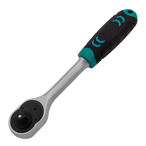 Ключ-трещотка 3/8", CrV, 72 зуба, с быстрым сбросом, матовый хром Stels