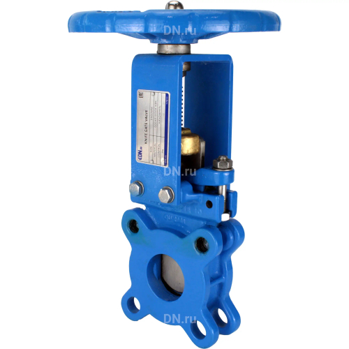 Задвижка шиберная DN.ru GVKN1331N-2W-Fb-S Ду100 Ру10 двусторонняя, межфланцевая, шпиндель - невыдвижной, корпус - чугун GGG40, шибер - нержавеющая сталь 304, уплотнение - NBR, управление - штурвал, WENZ
