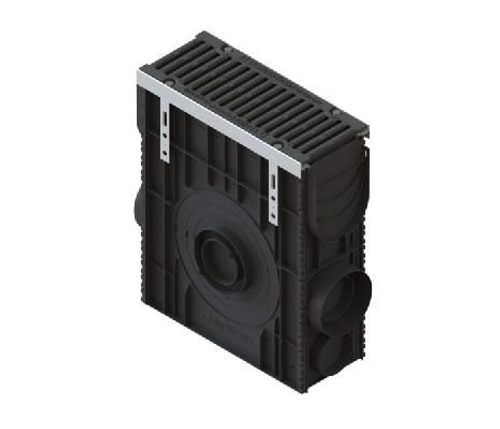 Пескоуловитель сборный DN150 пластиковый PolyMax Drive h616 с решеткой чугунной щель кл.D (к-т)