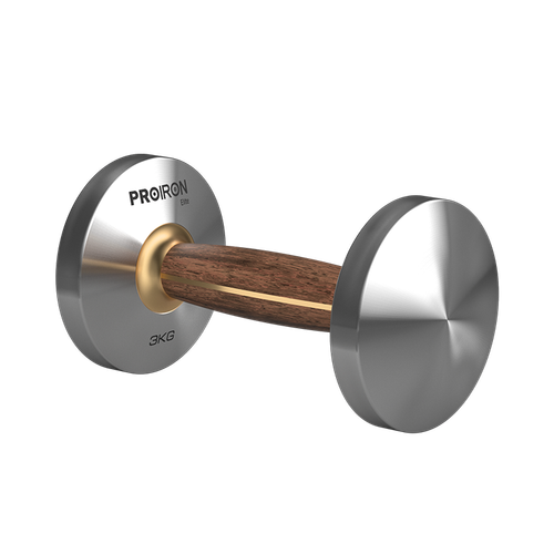 Гантель из нержавеющей стали и орехового дерева 3 кг ProIron от ГЕЛЕОС