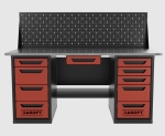 Верстак двухтумбовый 4 ящиков /5 ящиков с экраном и ящиком, 1800*700 красный GAROPT, GT1800Y1Y4Y5PP.red
