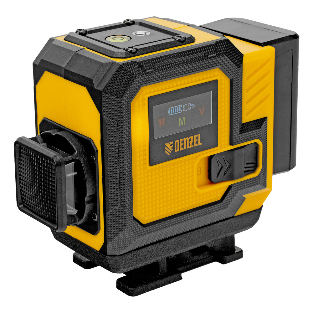 Лазерный уровень мультипризменный DLV-360-3C, 30 м, зеленый луч, Li-Ion 2,4 Aч, кейс// Denzel