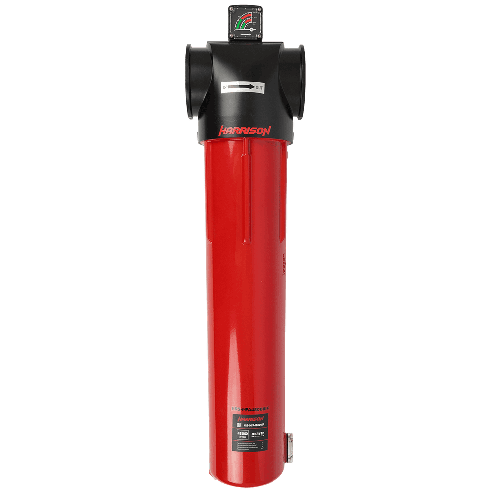 HRS-MFD48000IF Фильтр магистральный 0,01 мкм с дифференциальным манометром, 48000 л/мин, 12 бар, G 3", остаточное содержание масла: 0,001 мг/м3