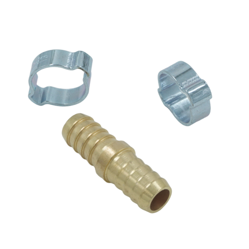 OPT-71212HH Штуцер соединительный латунный елочка-елочка 12 × 12 мм, 2 обжимных оцинкованных стальны