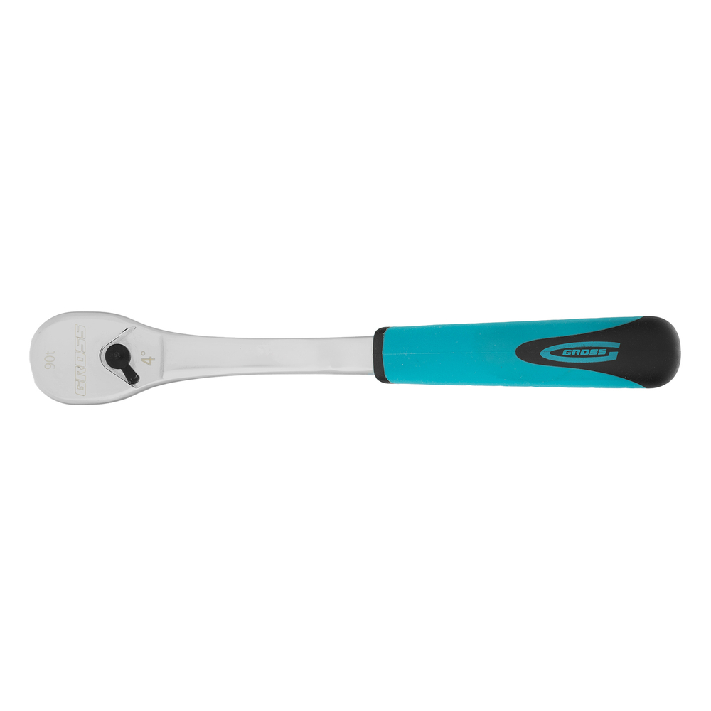 Ключ-трещотка 1/4", CrV, 90 зубьев, усиленный, хром Gross