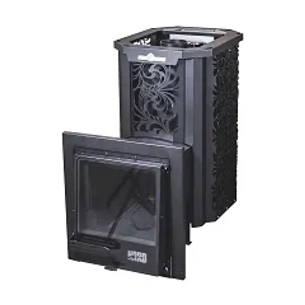 Печь для бани Сталь-Мастер HARD 20L Хохлома без дверцы закрыт.каменка дровяная сетка