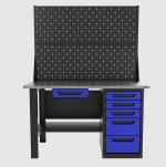 Верстак однотумбовый 5 ящиков с двумя экранами и ящиком, синий 1400*700 Garopt, GT1400STY1Y5PP2.blue