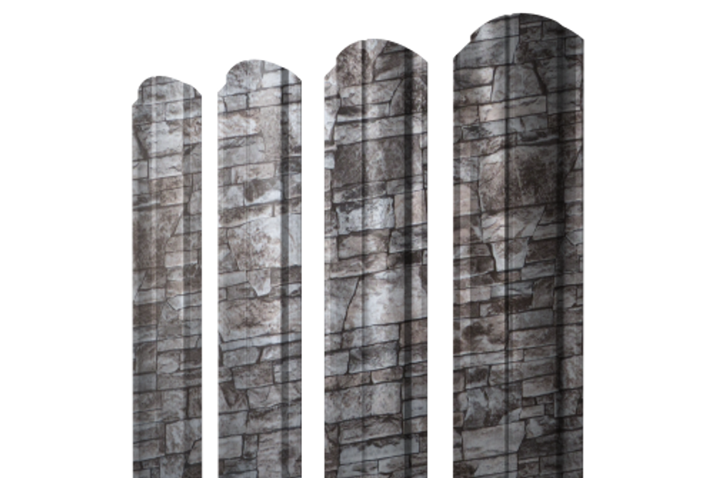 Штакетник Полукруглый Slim фигурный 0,45 Print Elite Fine Stone TwinColor