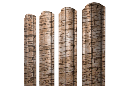 Штакетник Полукруглый Slim фигурный 0,45 Print Elite Sand Stone TwinColor