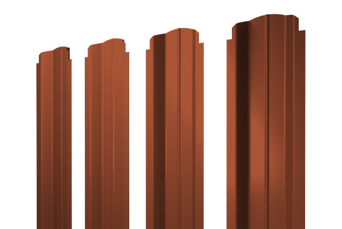 Штакетник П-образный B фигурный 0,45 PE RAL 8004 терракота