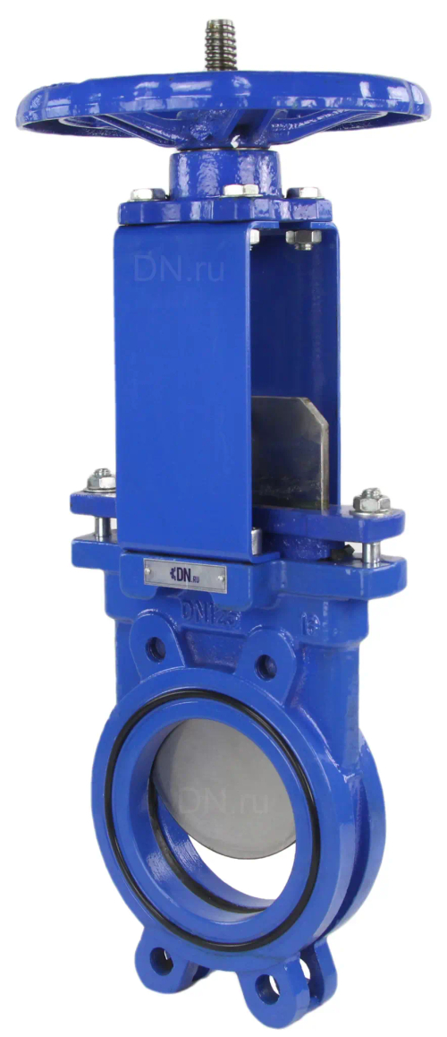 Задвижка шиберная DN.ru GVKR1331N-2W-Fb-S Ду200 Ру10 двусторонняя, межфланцевая, шпиндель - выдвижной, корпус - чугун GGG40, шибер - нержавеющая сталь 304, уплотнение - NBR, управление - штурвал