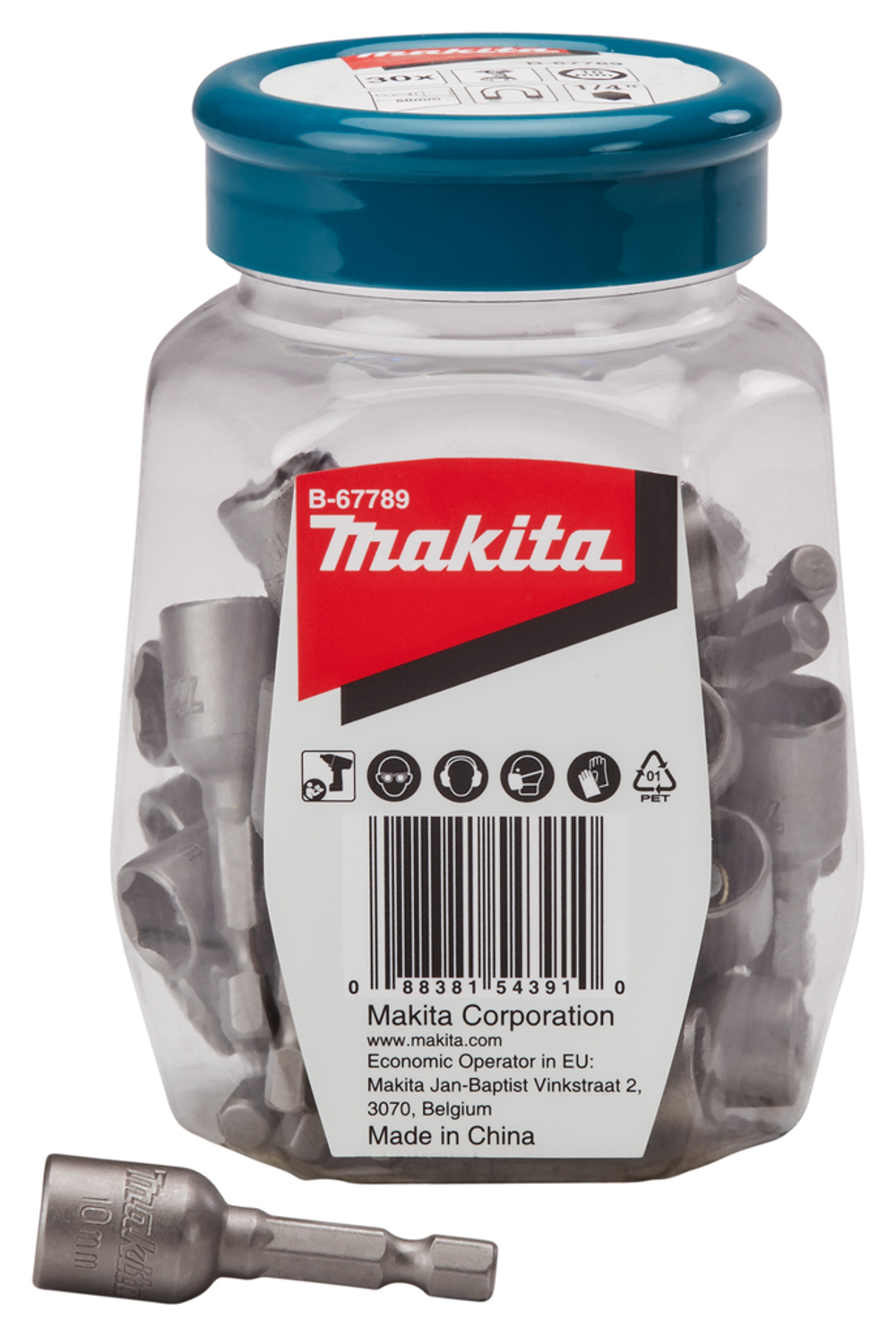 Магнитная насадка для кровельных саморезов (банка), 10х50, E-form, 1/4, 30 шт Makita B-67789