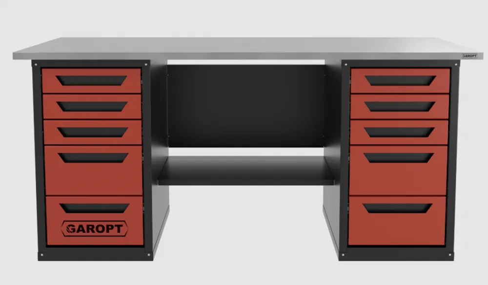 Верстак двухтумбовый 5 ящиков /5 ящиков, красный 1800*700 GAROPT, GT1800Y5Y5.red