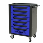 Тележка инструментальная Garopt 7 ящиков СИНЯЯ, центральный замок, увеличенные колеса, доводчики, GAROPT Серия "High", высота 1040мм
