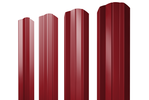 Штакетник М-образный А фигурный 0,45 PE RAL 3003 рубиново-красный