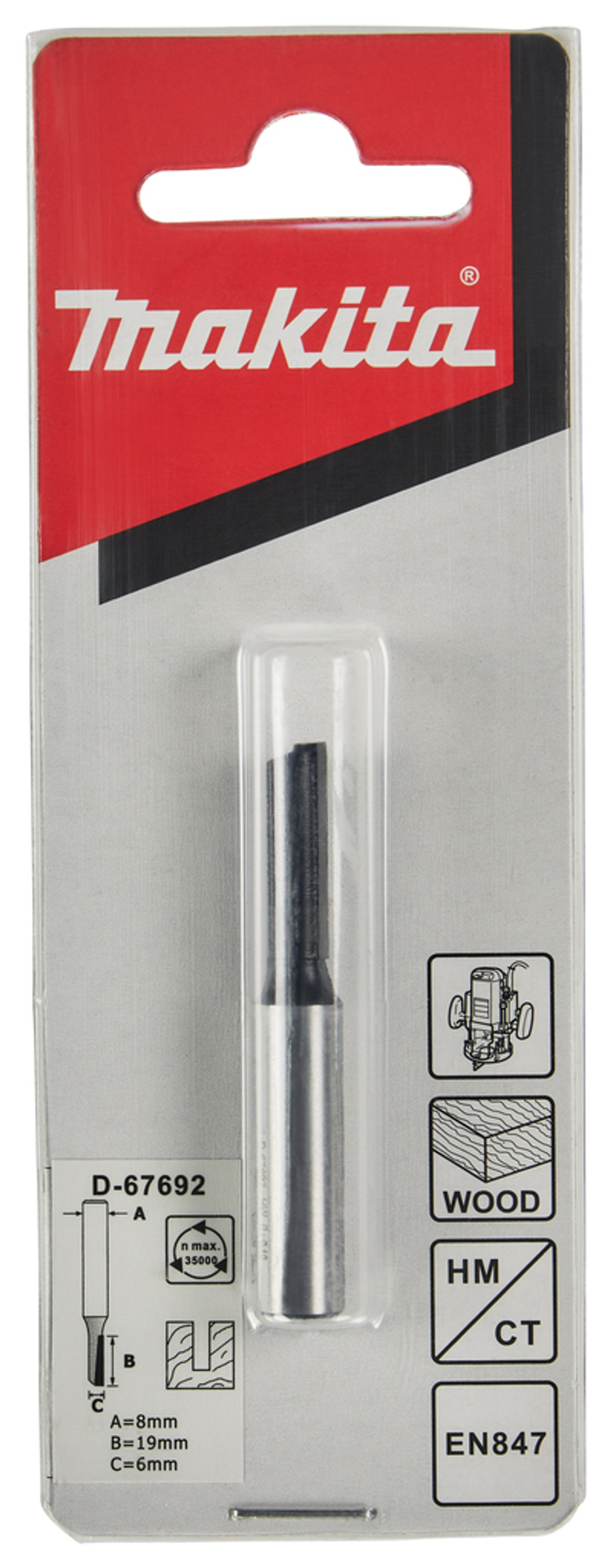 Фреза пазовая 6х19, S8, 1T Makita D-67692