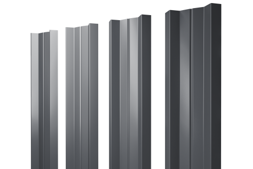 Штакетник М-образный А с прямым резом 0,5 GreenCoat Pural BT, matt RR 23 темно-серый (RAL 7024 мокрый асфальт)