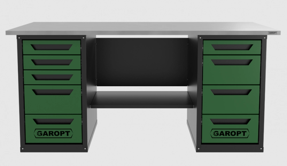 Верстак двухтумбовый 4 ящиков /5 ящиков 1800*700 зеленый GAROPT, GT1800Y4Y5.green