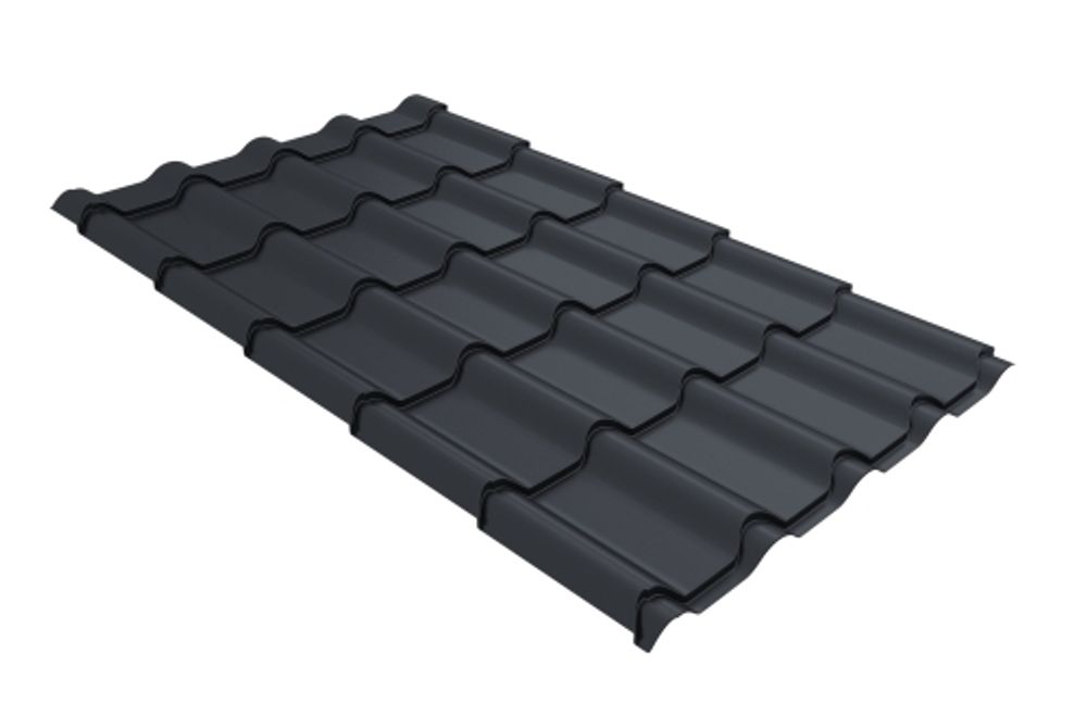 Металлочерепица камея Grand Line 0,5 PurPro Matt 275 RAL 7024 мокрый асфальт