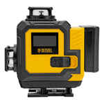 Лазерный уровень мультипризменный DLV 360-4T, 30 м, зеленый луч, Li-Ion 2,4 Aч, штатив// Denzel