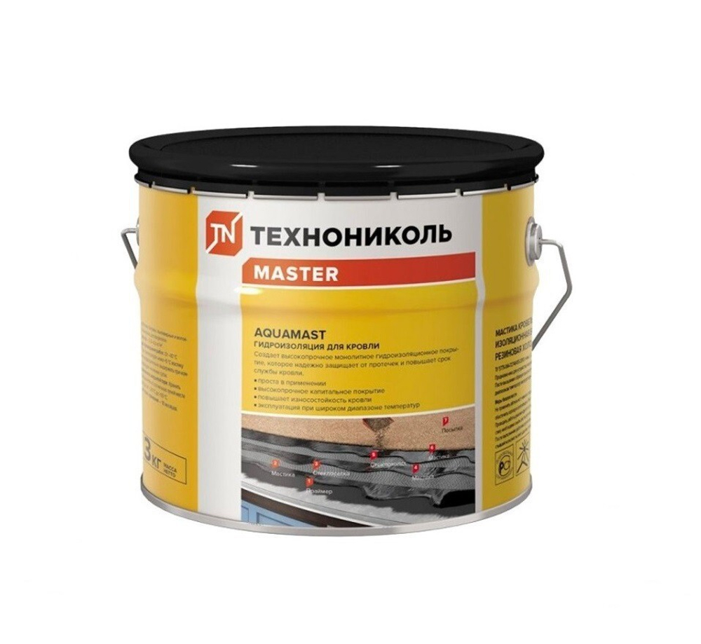 Мастика битумно-резиновая ТехноНиколь AquaMast для кровли 3 кг, шт