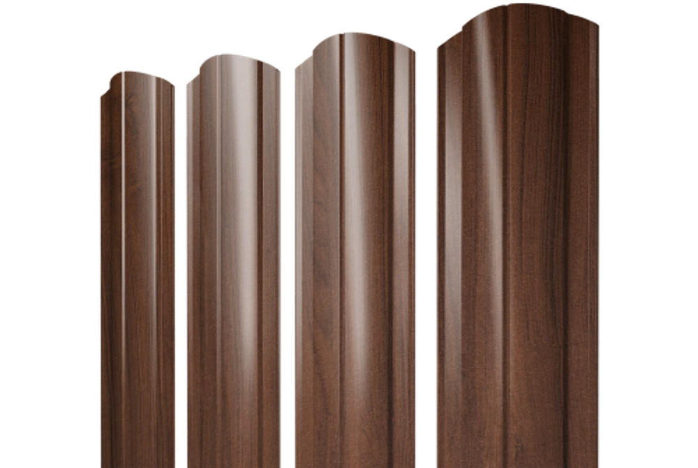 Штакетник Круглый фигурный 0,45 Print Elite Choco Wood TwinColor