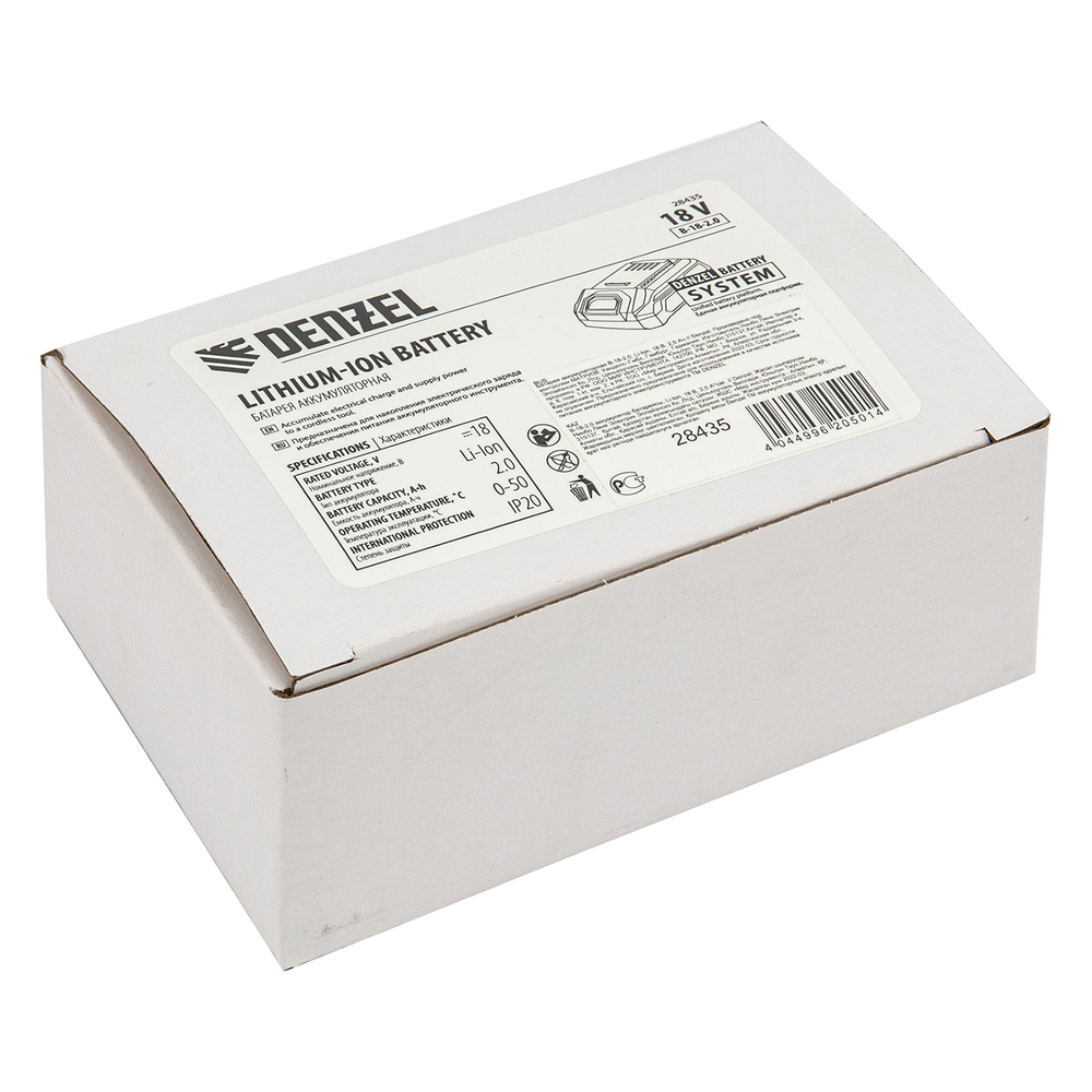 Батарея аккумуляторная B-18-2.0, Li-Ion, 18 В, 2,0 Ач Denzel