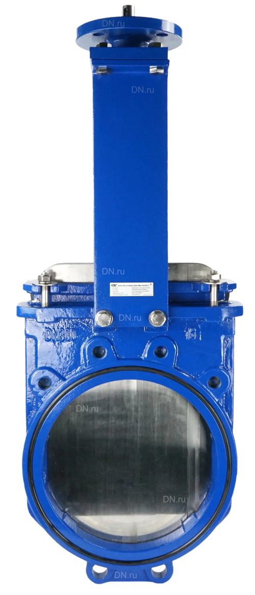 Задвижка шиберная DN.ru GVKN1331N-2W-Fb-ISO Ду300 Ру6 двусторонняя, межфланцевая, шпиндель - невыдвижной, корпус - чугун GGG40, шибер - нержавеющая сталь 304, уплотнение - NBR, с ISO-фланцем и голым штоком, круглый шток 22, F14