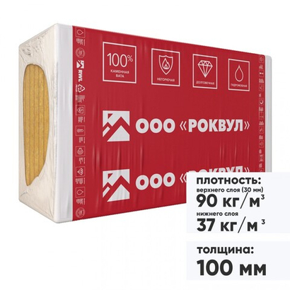 Минеральная вата Роквул Венти Баттс Д 1000х600х100 мм, 6 шт/упак