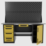 Верстак двухтумбовый дверь/4 ящиков с двумя экранами и ящиком, желтый 1800*700 Garopt, GT1800DY1Y4PP2.yell