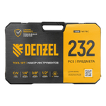 Набор инструментов, 1/2", 3/8", 1/4", CrV, S2, пластиковый кейс, 232 предмета Denzel