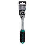 Ключ-трещотка 3/8", CrV, 72 зуба, с быстрым сбросом, матовый хром Stels