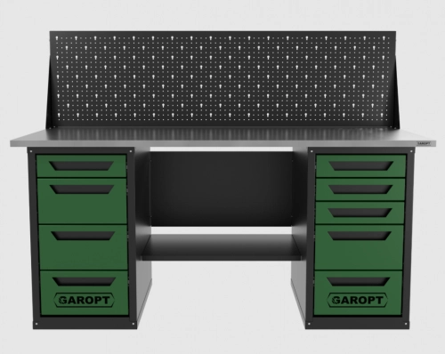 Верстак двухтумбовый 4 ящиков /5 ящиков с экраном 1800*700 зеленый GAROPT, GT1800Y4Y5PP.green