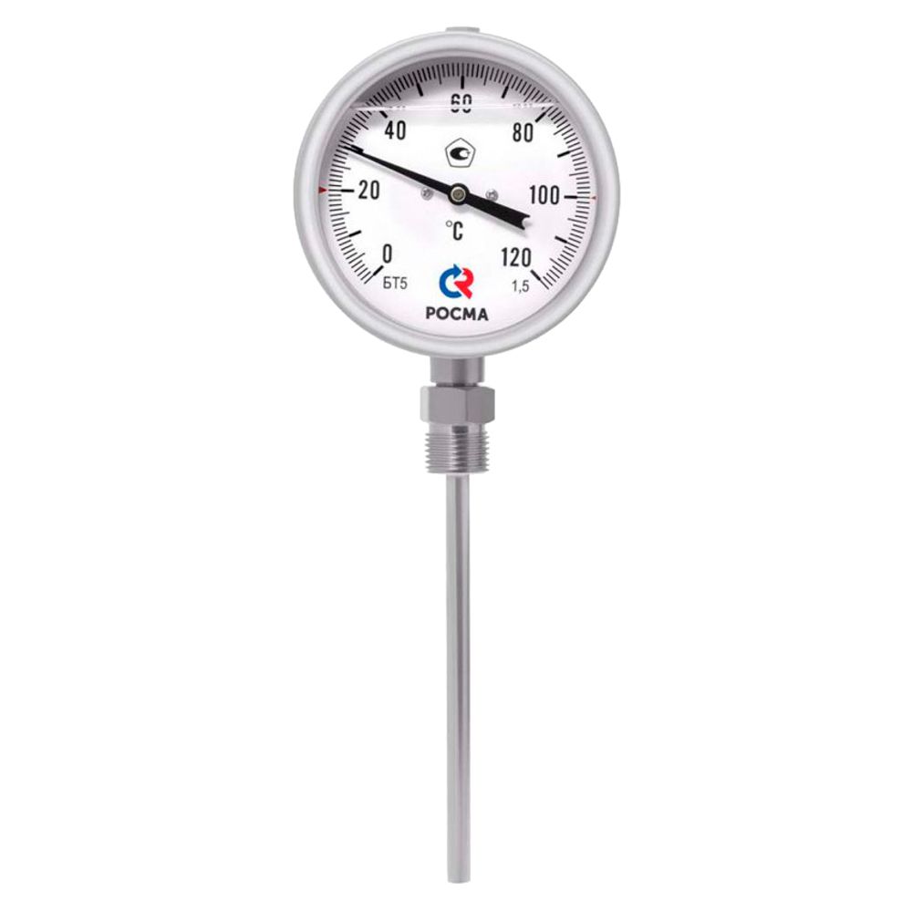 Термометр радиальный Росма БТ-52.22G до 25G°C под ГЗ L=64 G1/2 1.5 биметаллический коррозионностойкий 1GG мм, тип БТ-52.22G, радиальное присоединение, шкала (G-25G°C), длина штока L= 64мм, резьба G1/2, класс точности 1.5, готовый к гидрозаполнению