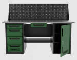 Верстак двухтумбовый дверь/4 ящиков с экраном и ящиком, зеленый 1800*700 Garopt, GT1800DY1Y4PP.green