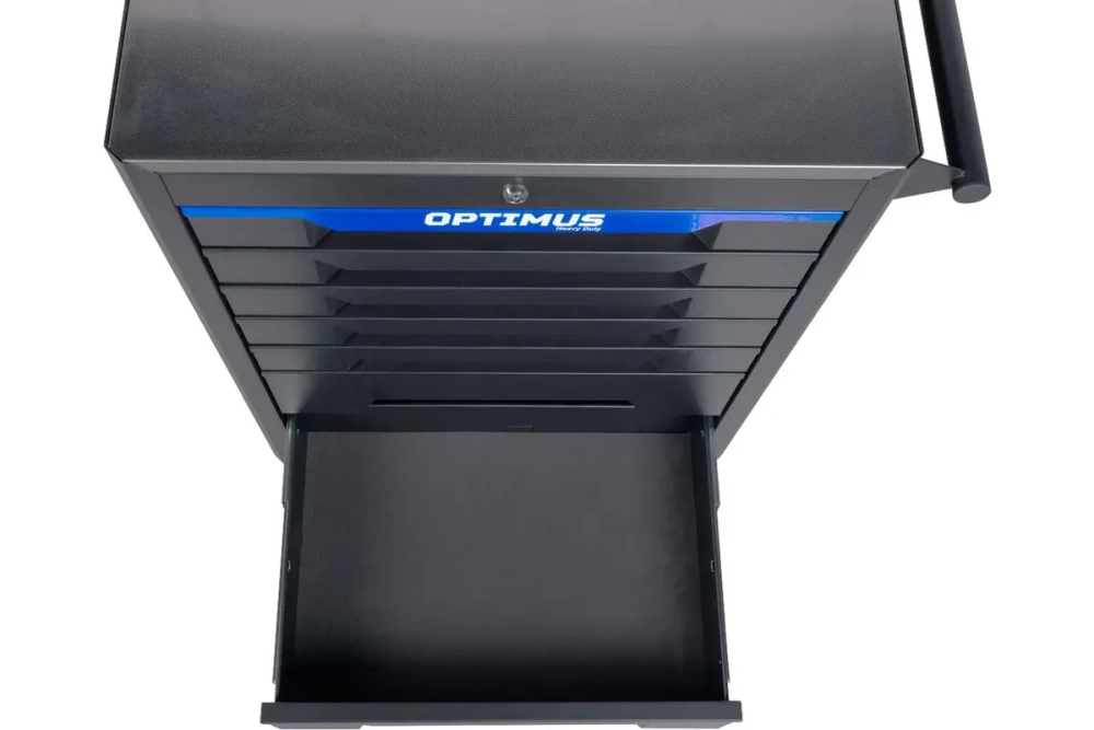 OPT-717M Тележка инструментальная, 7 полок с набором инструментов, металлическая столешница