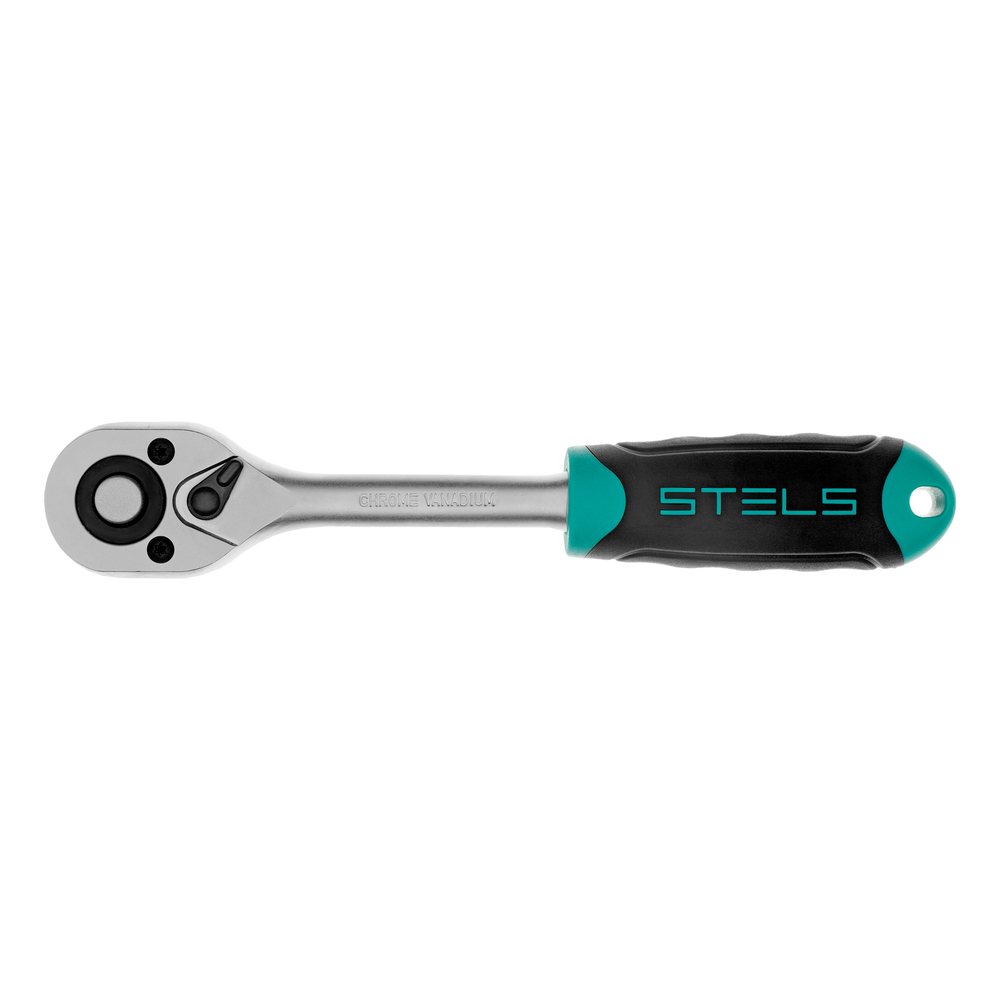 Ключ-трещотка 3/8", CrV, 72 зуба, с быстрым сбросом, матовый хром Stels