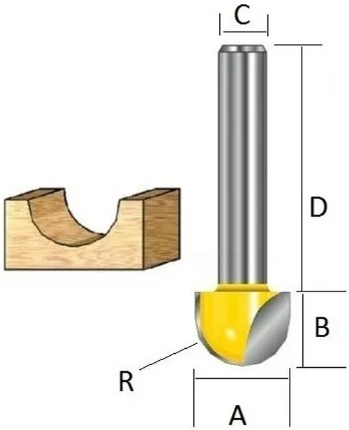 Пазовая галтельная фреза 8R, 16х12, S8, 2T Makita D-10827