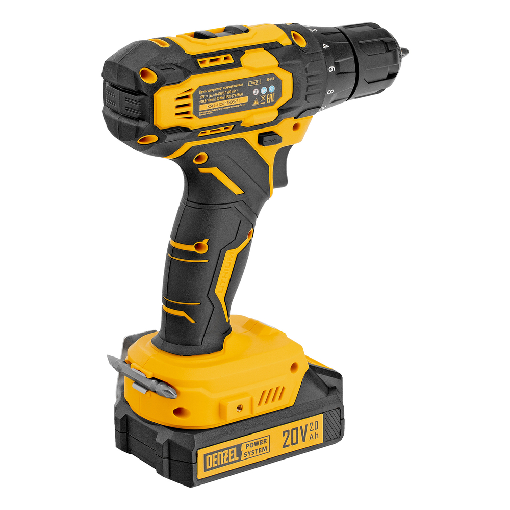 Дрель-шуруповерт аккумуляторная CDQ-20, Li-Ion, 20 В// Denzel