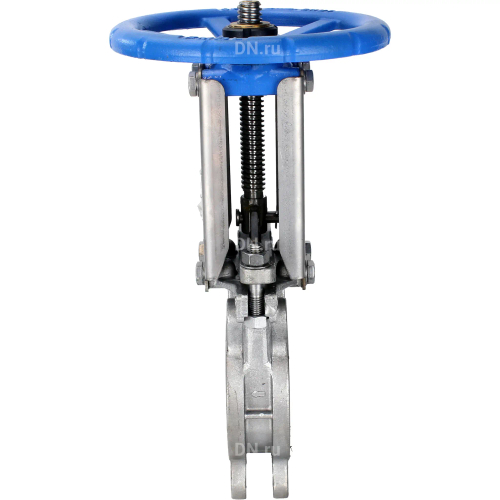 Задвижка шиберная DN.ru GVKR3232M-1W-Fb-S Ду80 Ру10 односторонняя, межфланцевая, шпиндель - выдвижной, корпус - нержавеющая сталь 316, шибер - нержавеющая сталь 316, уплотнение - металл, управление - штурвал, WENZ