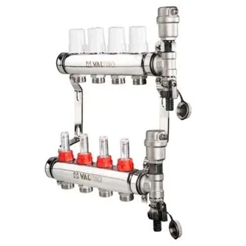 Группа коллекторная с расходомерами 4 отвода 1"в/в x ¾"ек Valtec VTc.589.EMNX.0604