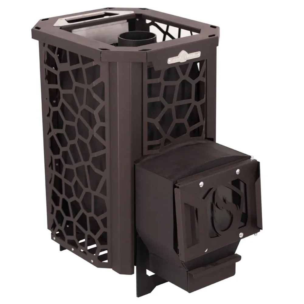 Печь для бани Сталь-Мастер HARD 18М Пламя со стеклом закр каменка дровяная #