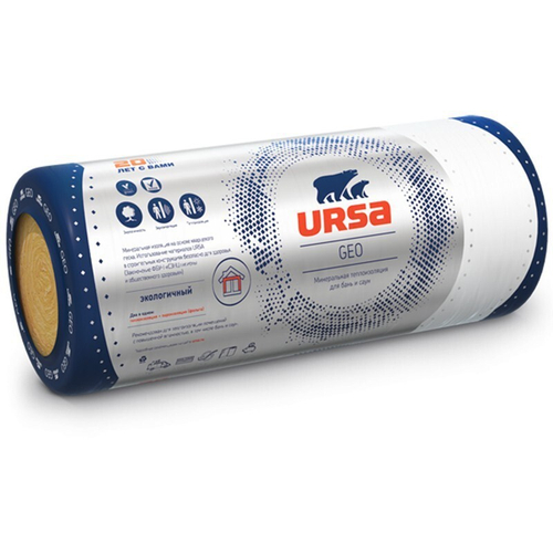 Минеральная вата URSA GEO М-25Ф 9000х1200х50 мм, фольгированная, упак