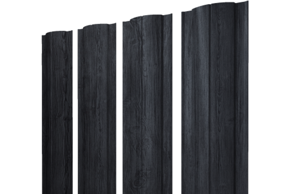 Штакетник Круглый с прямым резом 0,45 Print Premium Grey Wood TwinColor